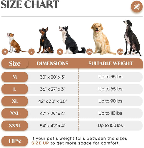 XXL Orthopedic Dog Bed for Dogs up to 110 lbs, Waterproof Cover, Fluffy Crate Bed with Removable Cover