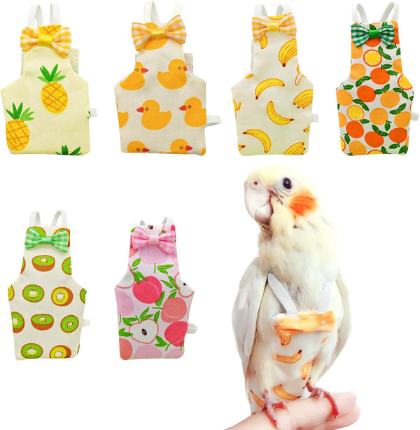 FAURAPMNG 6 Pcs Bird Diapers Parrot Nappy Flight Suit Reusable Cockatiel Clothes with