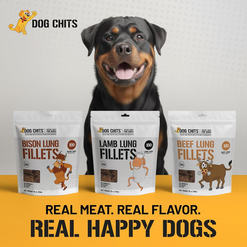10 oz Dog Chits Beef Lung Fillets Dog and Puppy Treats All Natural Chews for Dogs Grain-Free, High-Protein, Low Fat