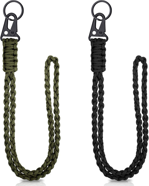 Frienda 2 Set Heavy Duty Paracord Lanyard Necklace Whistles, 550 Keychain for Outdoor Activities