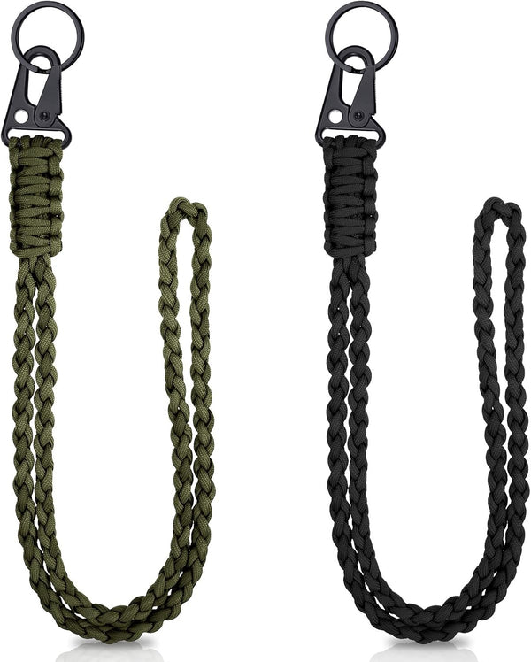 Frienda 2 Set Heavy Duty Paracord Lanyard Necklace Whistles, 550 Keychain for Outdoor Activities