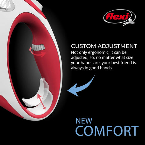 FLEXI New Comfort Retractable Dog Leash, Tape, for Dogs Up to 132lbs, 26 ft, Large, Red/Pastel
