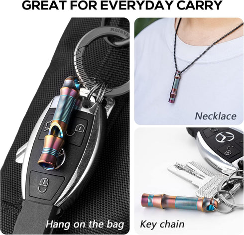 TISUR Titanium Emergency Whistle, EDC Safety Whistles Necklace Loud up to 120db for Survival, Hiking, Camping, Pets