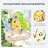 BShasrlim 2 1 in Interactive Bird Toys,Nature Wooden Swing Parrot Toys with Spinner Rattle Bell, Cockatiel Toy Bird