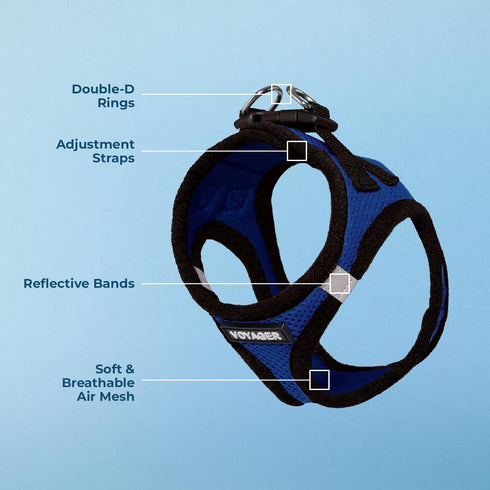 Best Pet Supplies All Weather Mesh Reflective No Pull Harness for Small, Medium Dogs, Cats - Royal Blue/Black Trim, S