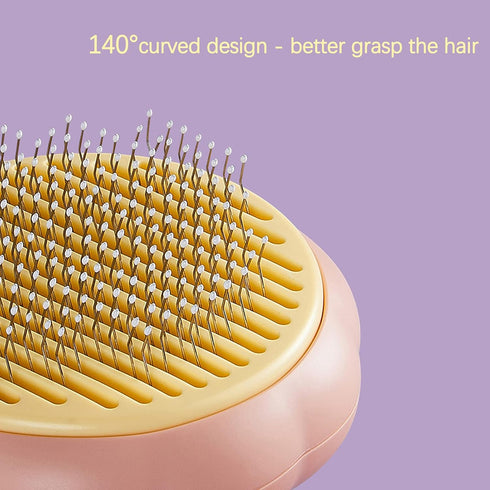 Cat Grooming Brush, Dog Brush for Shedding, Self Cleaning Slicker Brush for Cats and Dogs, Orange and Pink