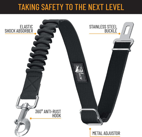 Active Pets Dog Seatbelt, Adjustable Safety Dog Seat Car Harness, Durable Dog Seatbelts for Cars for Large, Medium, &