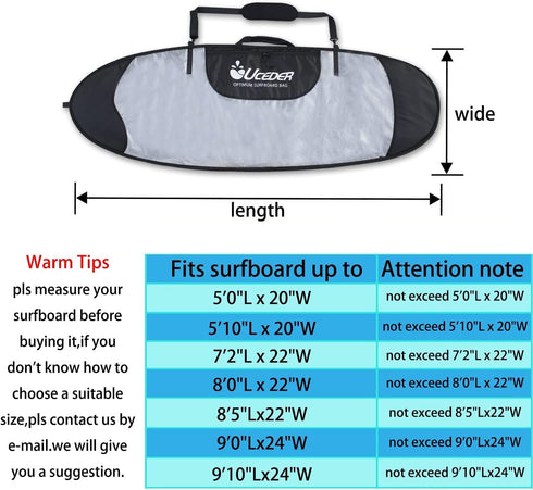 Travel,5'0"-9'10" UCEDER Surfboard Cover and Surfboard Storage Bag for Outdoor Surfboard Bag,Maximum Protection