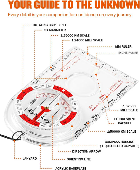 Eyeskey High-Accuracy Orienteering Compass for Outdoor Navigation