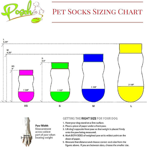 Posch Anti-Slip Knit Socks for Pets - Traction Soles for Indoor Wear, Slip On Paw Protectors for Small Dogs, M