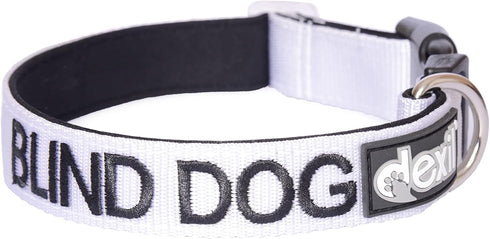 Blind Dog White Color Coded Alert Warning S-M L-XL Buckle Dog Collars (S-M Collar 10-17"Lx1"W)