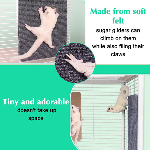 Telooco 3 Sugar Glider Toys, Pcs Self-Adhesive Sugar Glider Climbing Mats Sugar Glider Cage Accessories for Sharpening