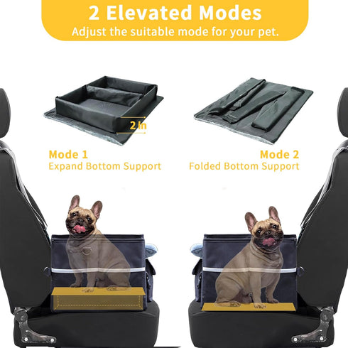 25-30 lbs(Black) Foldable Dog Car Seat for Small Dogs,Potable Puppy Booster Seat with Harness &Safety Belt, Travel Pet