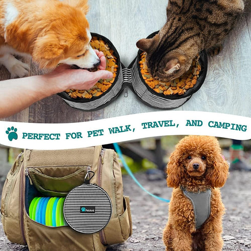 PetAmi Collapsible Dog Food Water Bowls - 2 Travel Bowls Kit, Portable No Spill, Foldable Lightweight BPA Free Leakproof