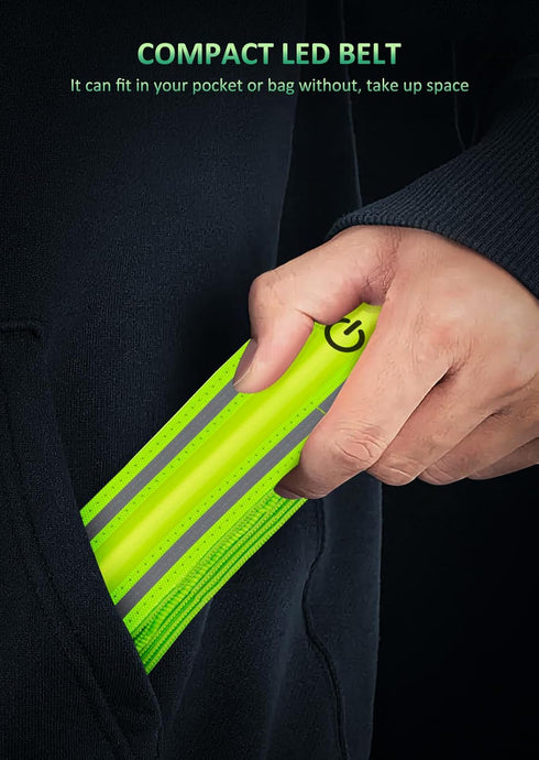 LED Reflective Belt Sash, Safety Lights for Night Walkers, High Visibility Rechargeable Reflective Running Gear for