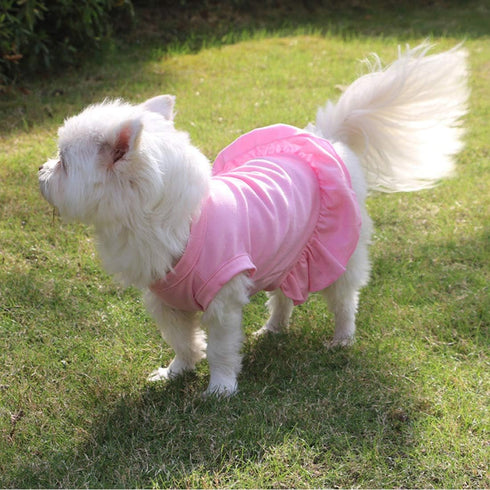 Dog Skirt Shirts, Puppy Dresses for Small Dogs Girls, Comfortable Summer Shirt Beach Wear for Medium Dogs, Pink L