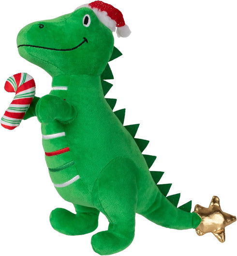 Fringe Studio Pet Toy, REX-MAS is HERE! Green Rex Plush Dog Toy,