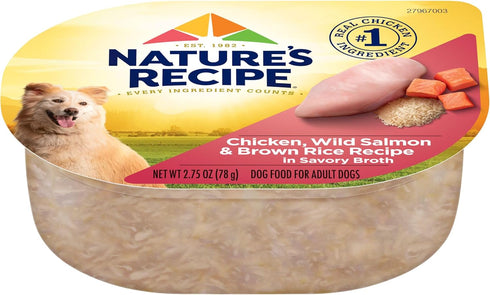 Nature's Recipe Wet Dog Food, Chicken & Wild Salmon in Broth Recipe, 2.75 Ounce Cup (12 Pack)