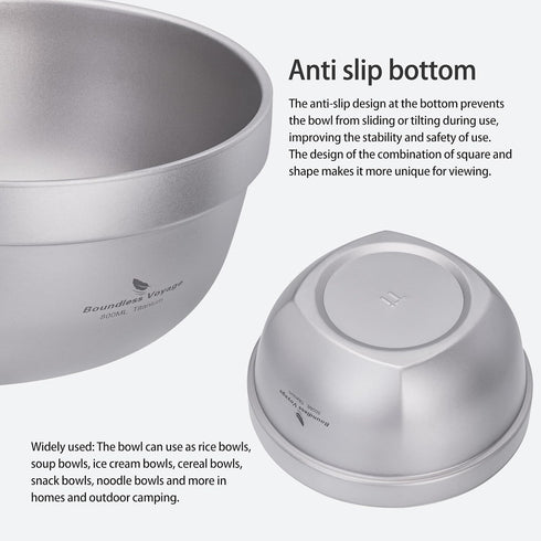(800ml) Boundless Voyage Titanium Double Walled Bowl Oatmeal Rice Soup Yogurt Bowl Ultralight Portable Tableware