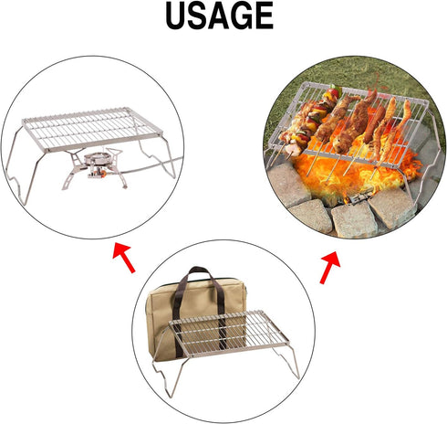 REDCAMP 17" Large Folding Campfire Grill - Heavy Duty Stainless Steel for Outdoor Cooking