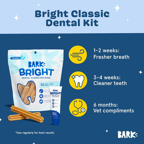 30 Barkbox Bright Original Dog Dental Kit, Teeth Cleaning Chew Sticks & Toothpaste - Small Breeds