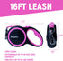 16 FT Retractable Dog Leash with No Tangle for Dogs up to 44lbs, One-Handed Brake, Strong Nylon Tape
