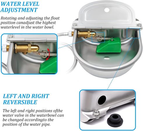 304 3/4" Automatic Water Dispenser for Dog Chicken Waterer Outdoor Dog Water Bowl Dispenser Stainless Steel Feeder