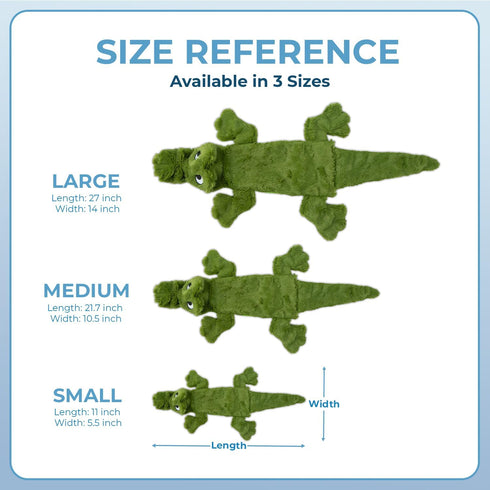 Best Pet Supplies 2-in-1 Stuffless Squeaky Dog Toys, Soft Durable Fabric for Indoor Play, Alligator, Large