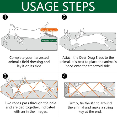 Tlswshsy Deer Drag Sleds - Multi-Purpose Utility Sled for Hauling Ice Fishing Supplies, Firewood, Duck Hunting