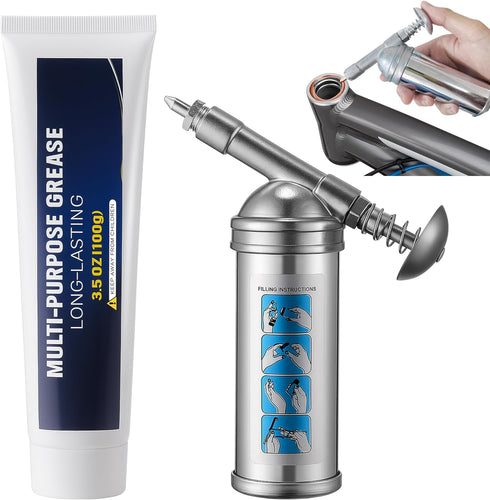 LemonRoad Nozzle, 100g 3oz Mini Grease Gun with High Performance Bicycle Grease, Small Lubricant Gun with Bicycle