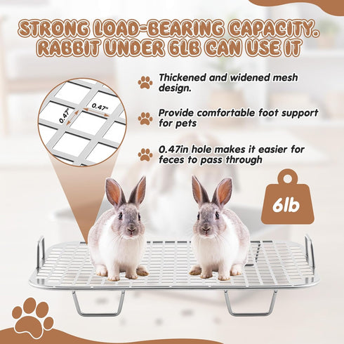 2 2 14.2''L 11.2''W 2.5''H) Maxcheck Pcs Rabbit Litter Box, Stainless Steel Rabbit Litter Pan with Grids, High Side