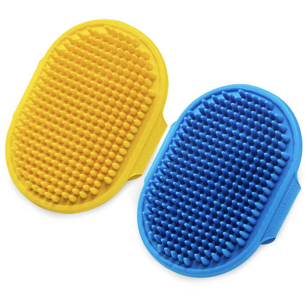 2 PCS Dog Bath Brush, Lilpep Pet Shampoo Grooming Brush with Adjustable Ring Handle for Long Short Haired Pets