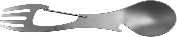 Kershaw Ration Multi Tool Spork, Stainless Steel Spoon, Fork, Carabiner, Bottle Opener, Regular & XL Sizes