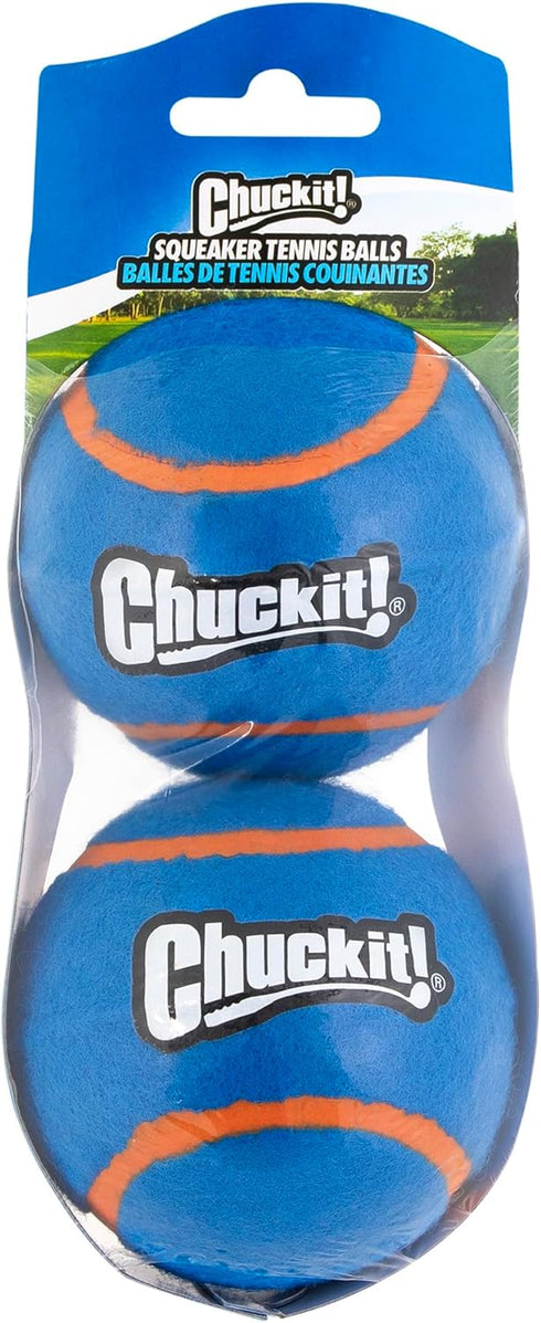 (3 Inch Pack 2, 60-100 lbs Chuckit! Squeaker Tennis Ball Dog Toy, Large Diameter) of for Breeds