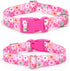 Cute Pink Dog Collar with Spring Flower Pattern, Soft Nylon Adjustable Quick Release Buckle for Medium Female Dogs