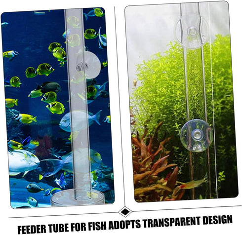 2.5cm 40cm Toyvian Acrylic Aquarium Fish Feeder with Diameter Feeding Column and Shrimp Feeding Dish Fish Tank Feeder