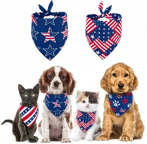 2 Pack Dog and Cat Bandanas - Washable Adjustable Triangle Pet Scarf Bibs for Small, Medium, Large Dogs and Cats