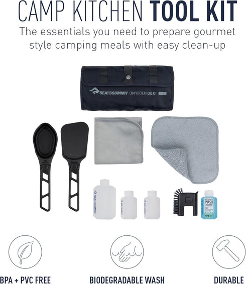 Sea to Summit Camp Kitchen Tool Kit, 10-Piece Cooking Utensil and Clean-Up Kit