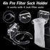Taiyin 4 Pcs 4 Inch Pre Sump Filter Sock Holder for Saltwater Aquarium, Acrylic Mount Bracket