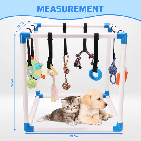 8 0-6 Puppy Play Gym with Hanging Interactive Toys, Indoor Jungle Gym for Small Dogs & Puppies Months, Adjustable PVC
