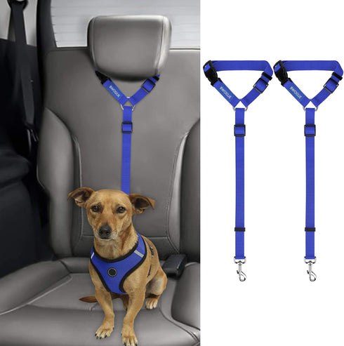 BWOGUE 2 Packs Dog Cat Safety Seat Belt Strap - Adjustable Nylon Fabric Restraints for Vehicle