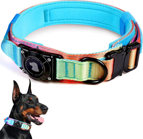 2026 Upgrade Waterproof AirTag Dog Collar, Military Tactical Dog Collar with AirTag