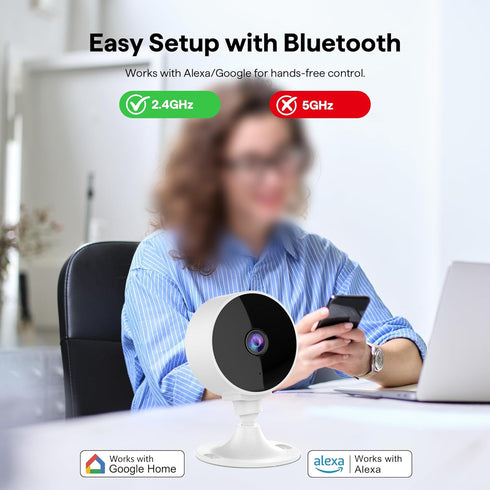 Elelink 2K 24/7 Wireless Cameras for Home Security Camera, Pet Camera Indoor with Phone App, Night Vision, Motion