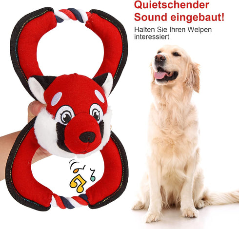 GAOMON Squeaky Dog Toys, Durable Plush Chew Toys in Fox Shape for Small and Medium Dogs