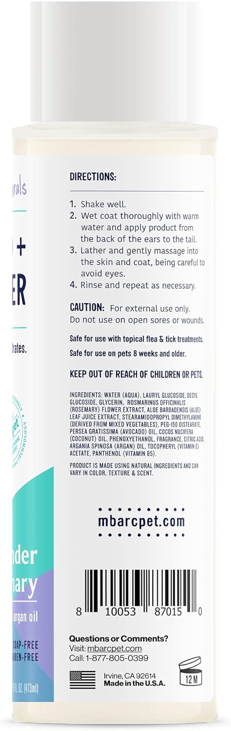 Naturals Dog and Cat Pet Shampoo+Conditioner 16oz. (2-Pack) - Lavender Rosemary