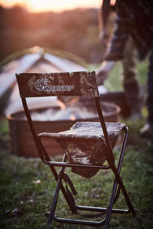 Country AMERISTEP Hunting Foldable Design Portable Lightweight High-Back Blind Chair with Backrest, Mossy Oak Break-up
