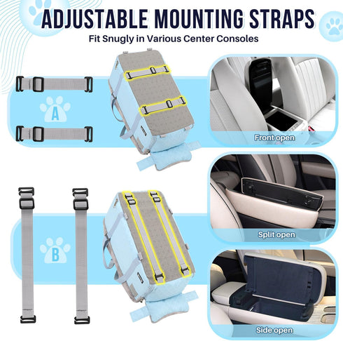 9 lbs, SlowTon Console Dog Car Seat - Portable Center Dog Car Seat for Small Dogs up to Washable Pet Carseat with Soft