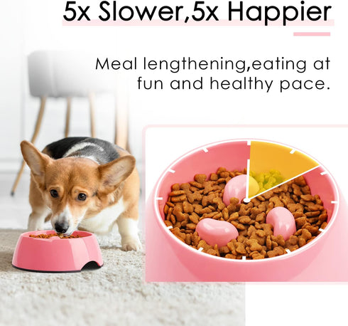Super Design Slow Feeder Dog Bowl, 1 Cup, Nonslip, Heat-Resistant, Sturdy, Suitable for Small to Medium Sized Dogs