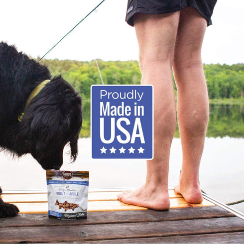 All Natural Dog Treats, Trout & Apple, Soft, Grain Free, Human-Grade, 5oz Bag for Dogs & Puppies