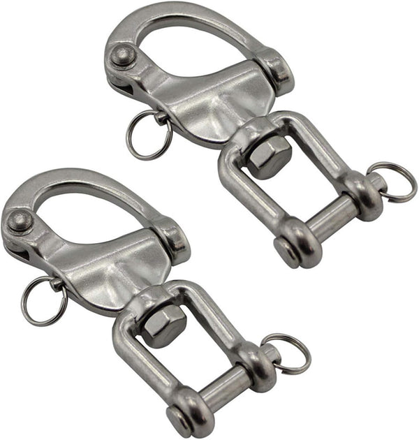 NRC&XRC Pair Jaw Swivel Snap Shackle 316 Stainless Steel for Sailboat Spinnaker Halyard & Diving